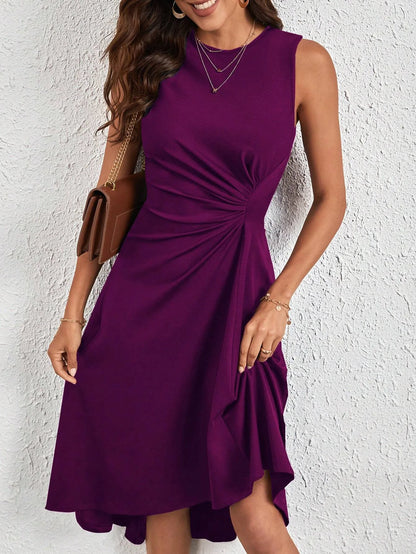 New Women's Dress Slim Sleeveless A-line Skirt Elegant Simple Office Red Korean Midi Skirt for Female