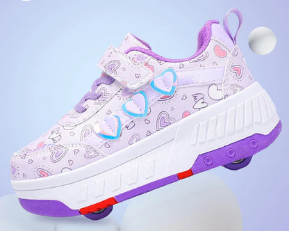 Roller Skate Shoes Kids Sneakers With Wheels Children Roller Skates Fashion Outdoor Sports Shoes Girls Boys Gifts Breathable New