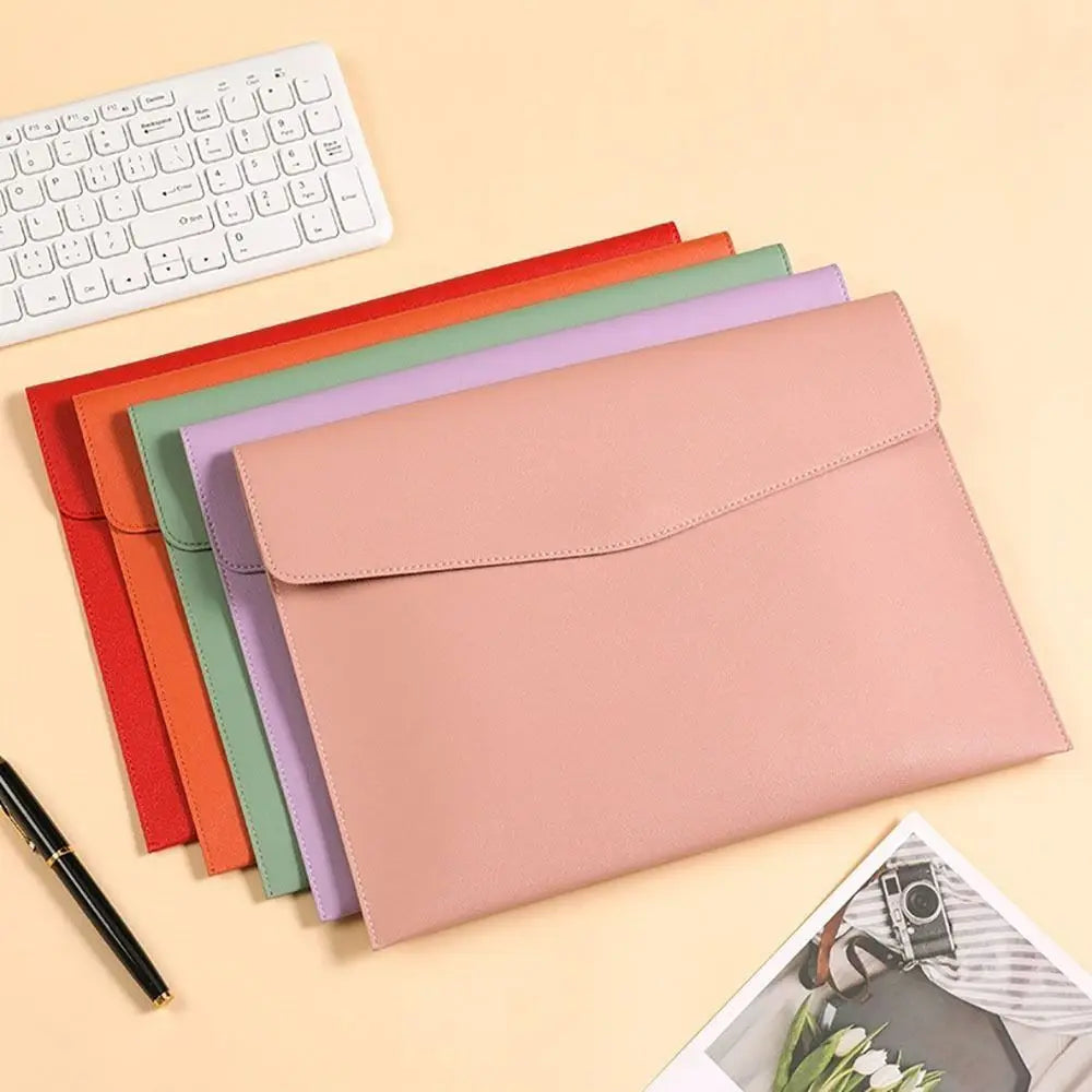 Stationery Dustproof Leather Leather Document Pouch Large Capacity A4 Leather File Folder File Bag for Men