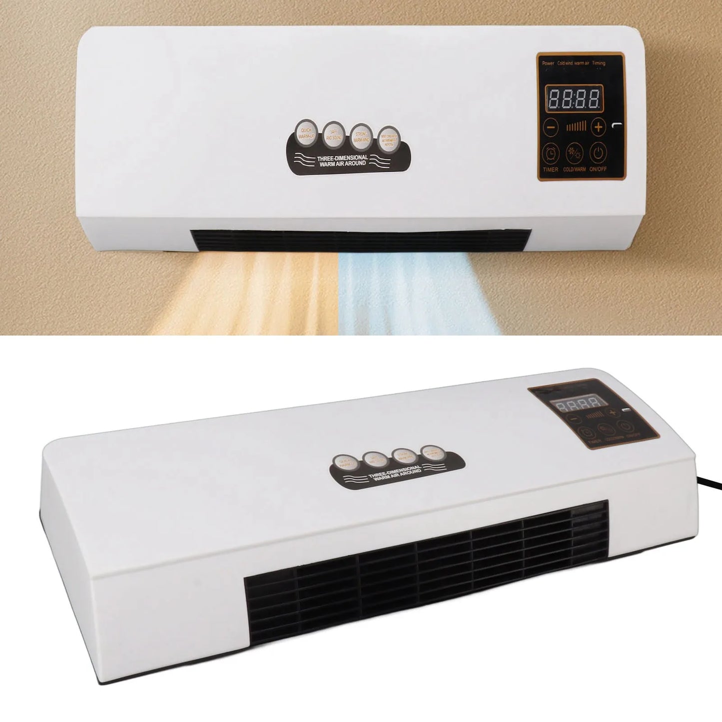 Wall Mounted Heating Machine Dual Use Highly Efficient Wide Angles Mobile Small  Heater US Plug 110V