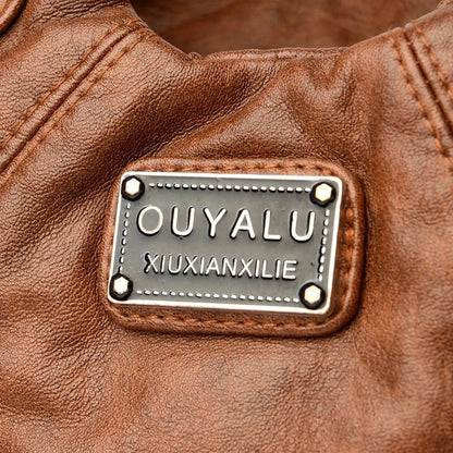 Luxury Soft Pu Leather Brand Girls Shoulder Bags Black HandBags Tote New Arrival Mini Small Motorcycle Bags Crossbody for Women