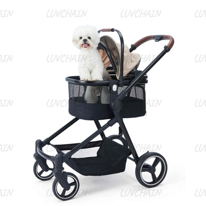 Portable pet stroller, dual-mode stroller that can carry both pets and babies at the same time, multifunctional and foldable,  pet carrier