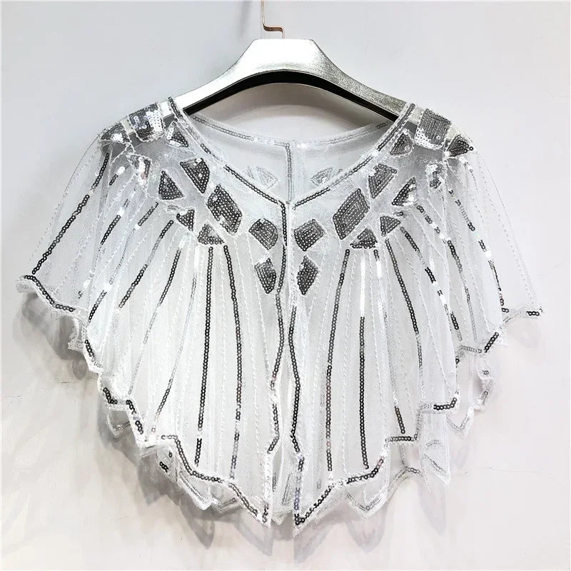 Sequins Coat Poncho Women Scarf Outfits Black Cape Ladies Scarves Party Outerwear Shawls Casaco Wraps Woman Clothes Robe Mujer