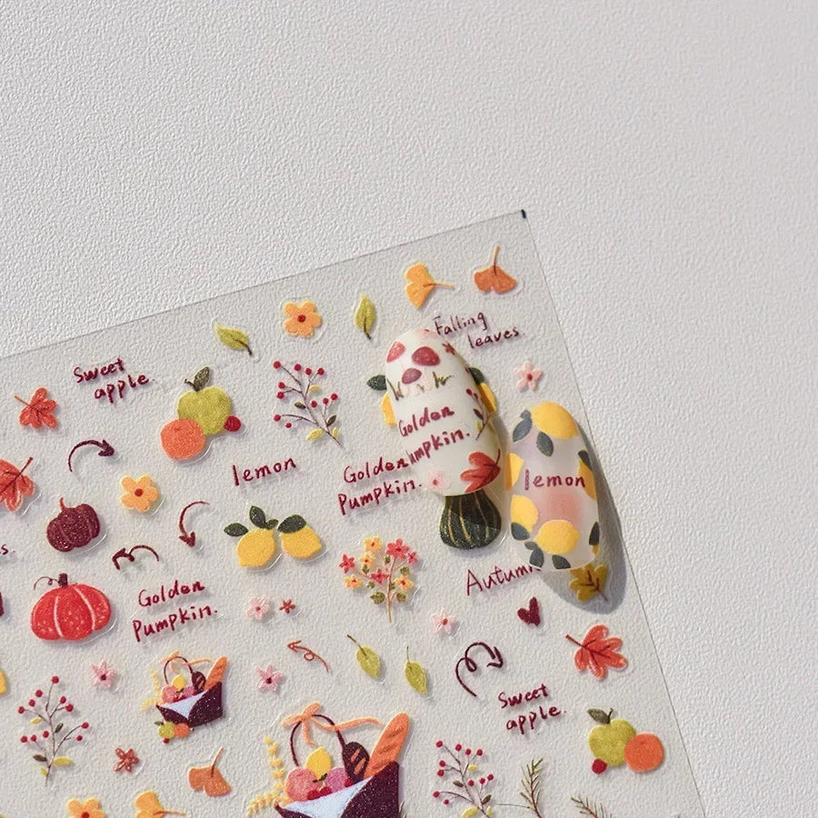 5D Pudding Jelly Dessert Fruit Cherry Pink Claw Print Bowknot Tie knot Love Heart Stars Nail Art Sticker Adhesive Manicure Decal