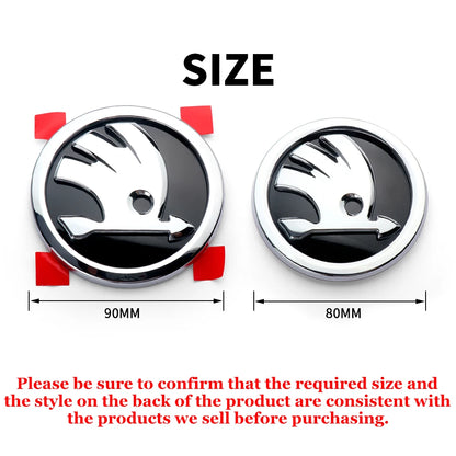 80/90/100mm Car Front Grille Hood Emblem Rear Trunk Badge Sticker For Skoda S Logo Octavia Fabia Superb Kamiq Kodiaq VRS Rapid