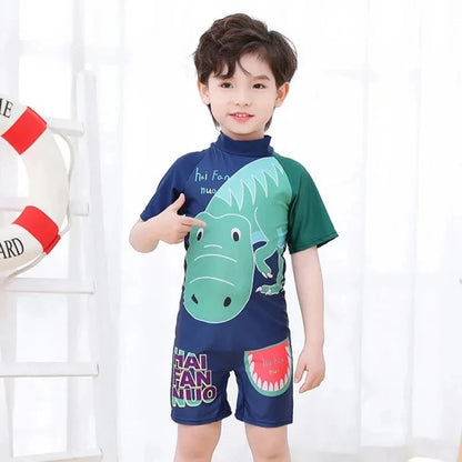 2-10T Summer Kids Boy Swimsuits Vacation Beach Pants Long sleeve Tops with Hat Toddler Sets Fashion Children Surfing Swim Suit