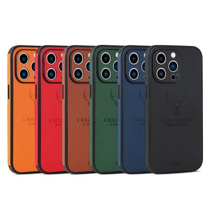 Luxury Business Leather Bumper Case For iPhone 17 Air 16 15 14 13 12 11 Pro Max Mini Plus Shockproof Soft Deer Head Back Cover