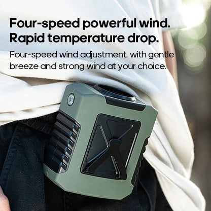 8000mAh Outdoor Portable Waist Fan Hanging Neck Fan Strong Wind with Power Bank LED Lighting for Sports Courier Outdoor Working