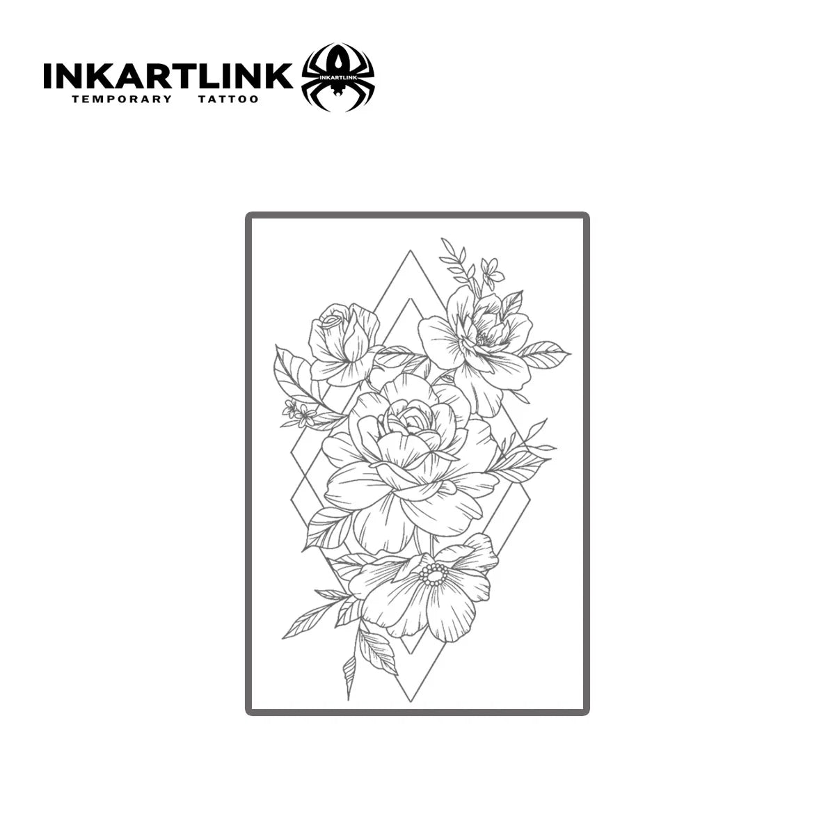 INKARTLINK Minimalist Flower Tattoo Patch 1-2 Weeks Long lasting Geometric Diamond Line Waterproof Temporary Tattoo