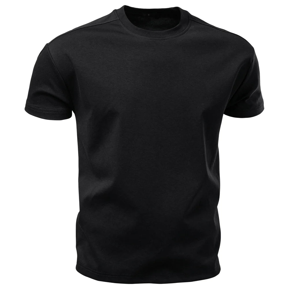 AIOPESON Men's Cotton O-Neck T-Shirt Soft Touch Comfortable Solid Color 8 Options Breathable Lightweight Casual Daily Tee