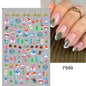 1PCS New Christmas Decorations 2023 New Year Nail Stickers Press on Nails Laser Snowflake Christmas Tree 3D Nail Decal