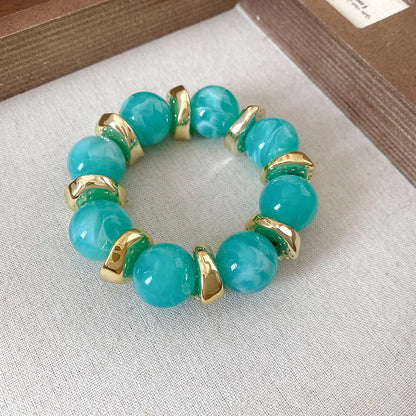 Acrylic Irregular Square Round Beaded Bracelet Bangle for Women Imitation Stone Chain Bracelet Hand Accessories Couple Gifts K