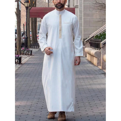 New Muslim Traditional Men's Robe Multi Colored Elegant Ethnic Embroidery Men's Robe Simple Casual Loose Robe