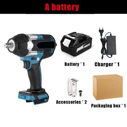 1200/1800N·m Brushless Cordless Electric Wrench Set 1/2" Car Truck Repair Screwdriver Power Tool Impact Drill Rechargable with 1 Battery