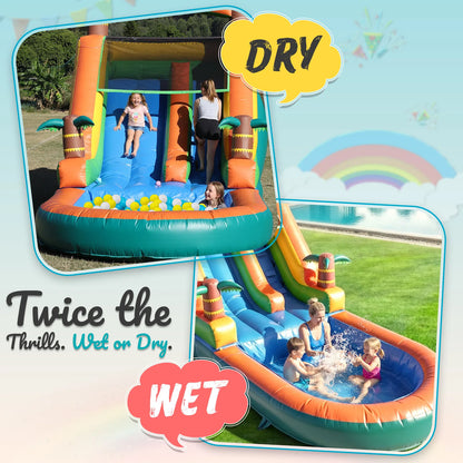 Hot sell 6.4M 100% PVC Commercial Inflatable Bounce House Water Slide With 950W Blower for Kids and Adults Children's Playground