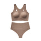 2026 Hot Sale High Quality Latest Design Us Size Stylish Solid Ice Silk Seamless Wireless Bras And Women Underwear Set