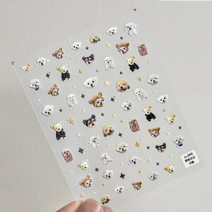 Collage Text English Letter Musical Note Star Graffiti Colorful 5D Love Heart Bowknot Nail Art Sticker Adhesive Manicure Decals