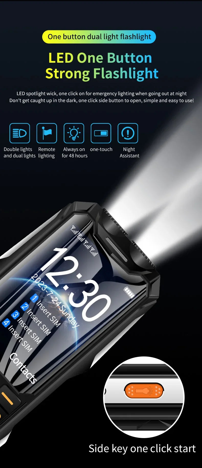 YEEMI Q9 GSM 2G&4G Network Mobile Phone 2G 4SIM 4G 2SIM Cards Rugged Bar Cellphone 3.5“ HD Display Big Battery Loud Sound Phone