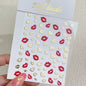 3D Valentine's Day Love Heart Nail Art Sticker Red White Cross Stars Self-Adhesive Nail Decals 8*10cm Kawaii Heart Nail Sticker