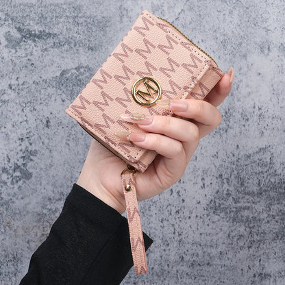 New style women's wallet, short, European and American PU high-end coin purse, printed, multi-card slots, small wallet