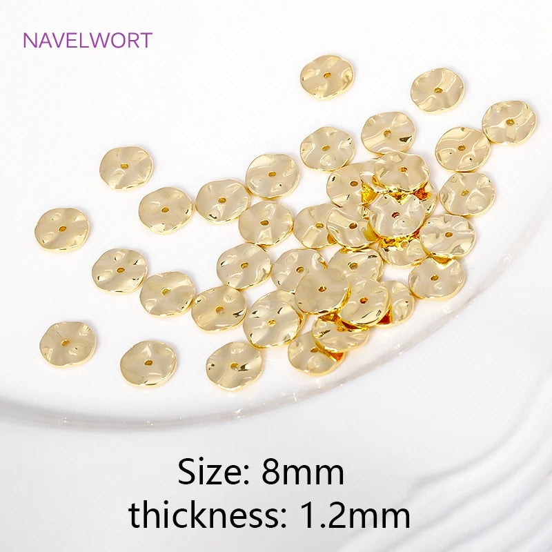 Jewelry Making Beads,18K Gold Plated Wave Thin Spacer Beads,Brass Round Thin Beads DIY Bracelet Necklace Making Accessories