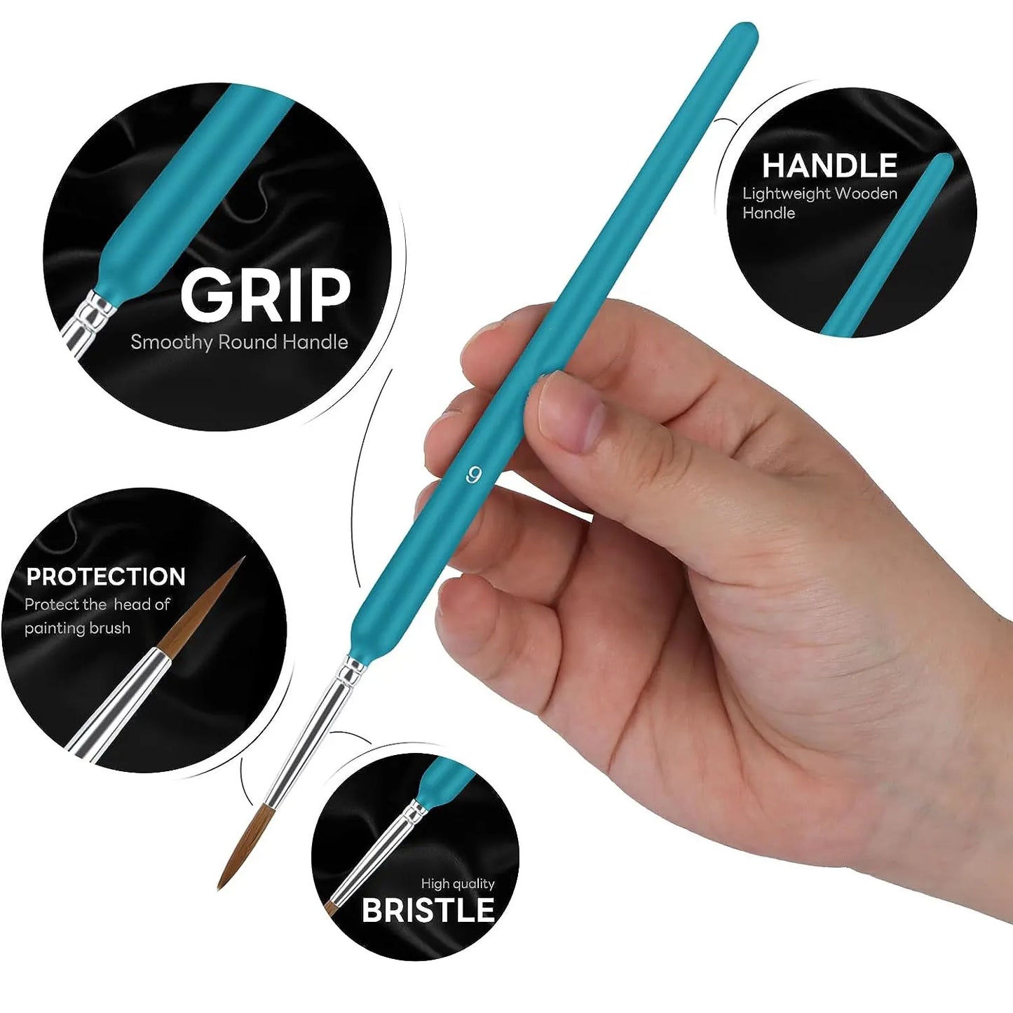 10/11pcs Miniature Paint Brushes, Detail Tip Paint Brushes Set With Ergonomic Handle - Suitable For Acrylic Painting, Oil, Wat