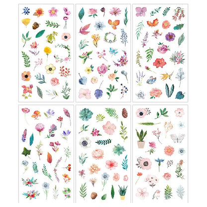 6pcs Leaf Flower Stickers Japanese Accessories for Kids Dessert Diary Decorating Pretty Stationery Feather Decoration Supplies