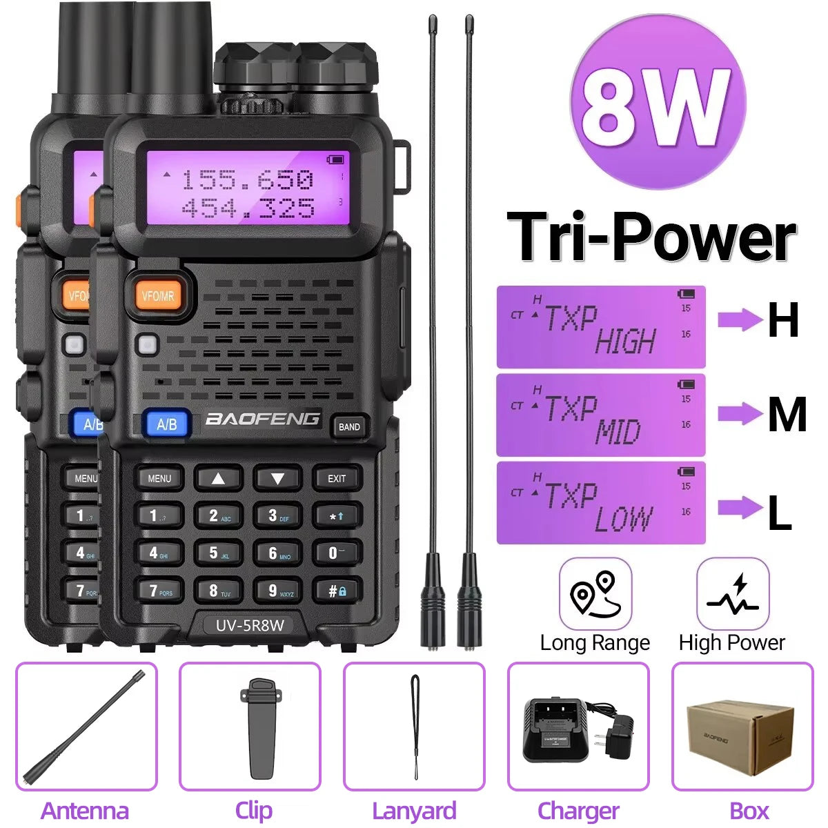 1/2PCS Baofeng UV 5R 5W 8W Walkie Talkie Portable Ham CB Radio Dual Band VHF UHF FM Transceiver Two Way Radio UV82 S9 K5 Plus