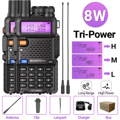 1/2PCS Baofeng UV 5R 5W 8W Walkie Talkie Portable Ham CB Radio Dual Band VHF UHF FM Transceiver Two Way Radio UV82 S9 K5 Plus