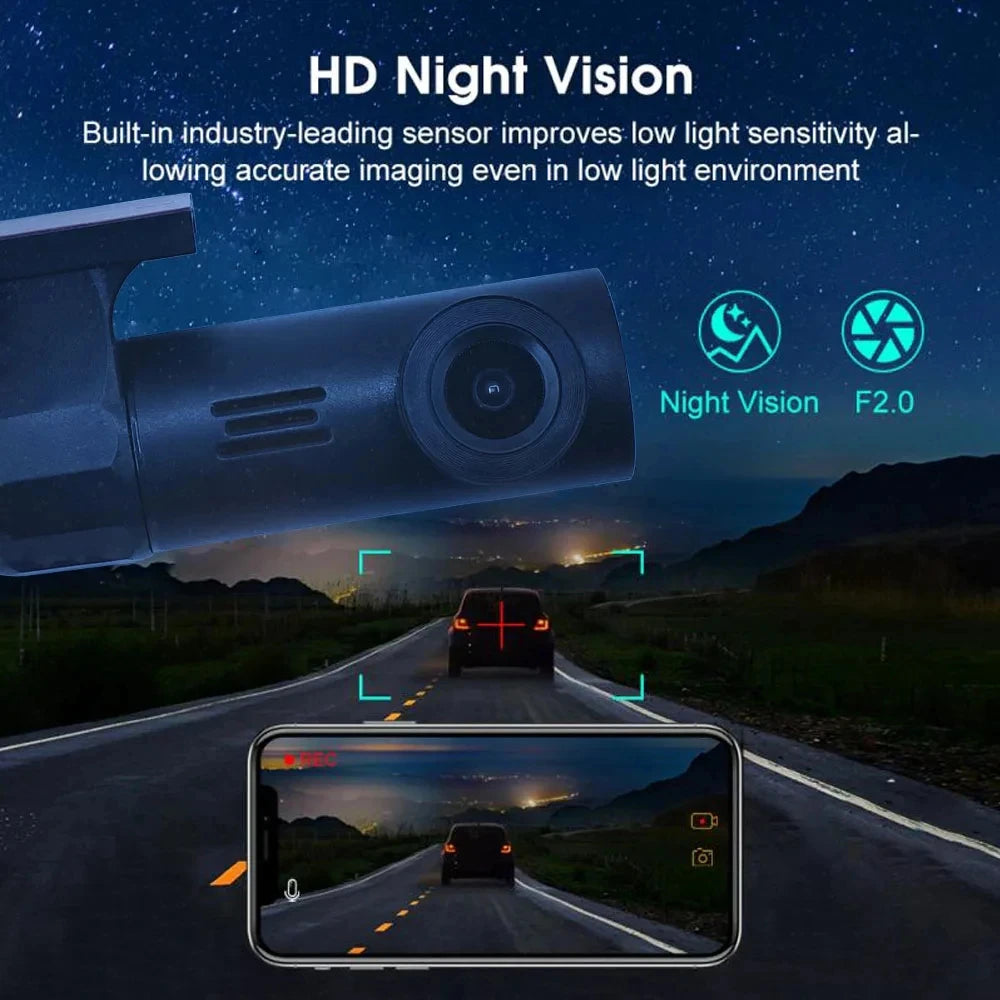1080P wifi USB MINI Coche Inteligente Conectado a Alimentar DVR Dash Cámara Grabadora De Vídeo De Visión Nocturna