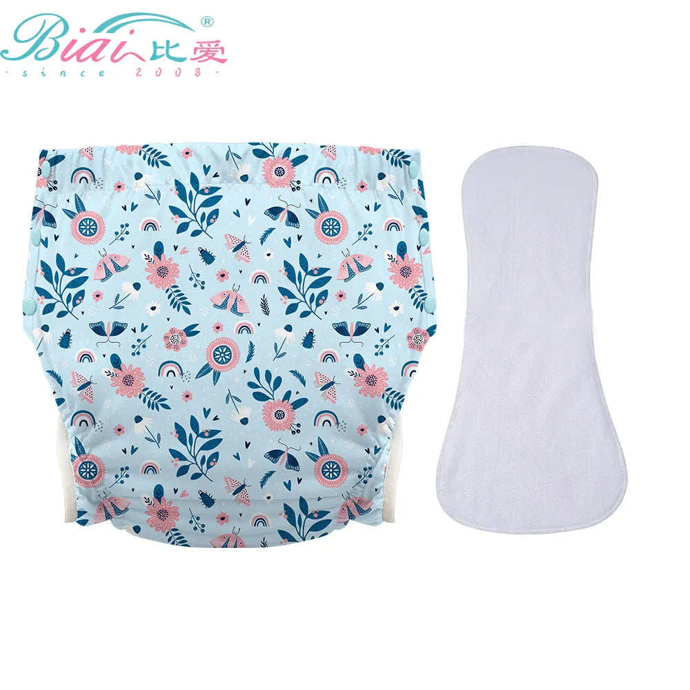 Ice Silk Adult Cloth Disaper Waterproof Old Man's Diaper Pants Reusable Diapers Trouser Pocket Anti-leak Breathable Nappy Pads