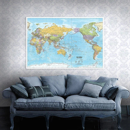 World Map 2012 Fabric Large Poster Print Wall Hanging Art  Background Chart Decor Travel Supplies in English Multi Size
