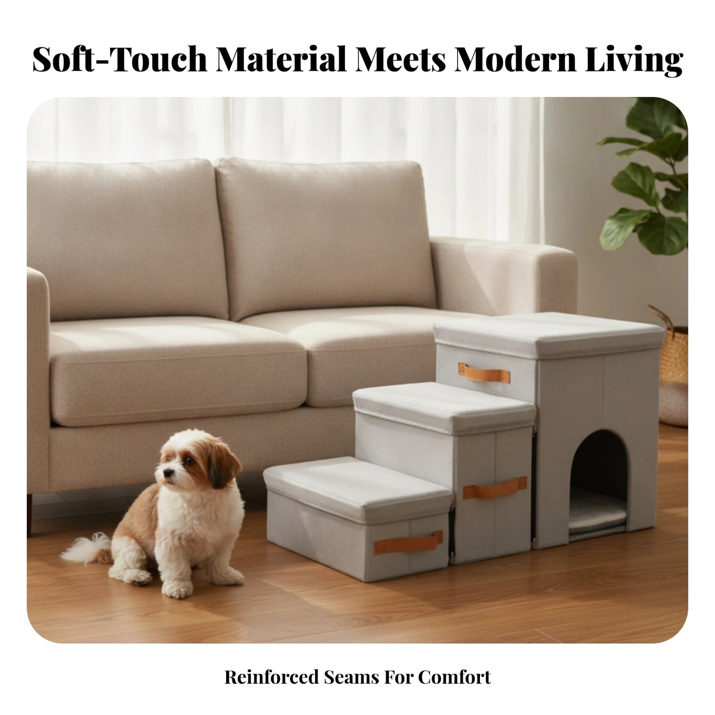 Pet Stairs with House Portable Pet Stairs with Storage Dog Steps with Storage Sturdy Furniture Cozy for Small Dogs, Sofa, Bed