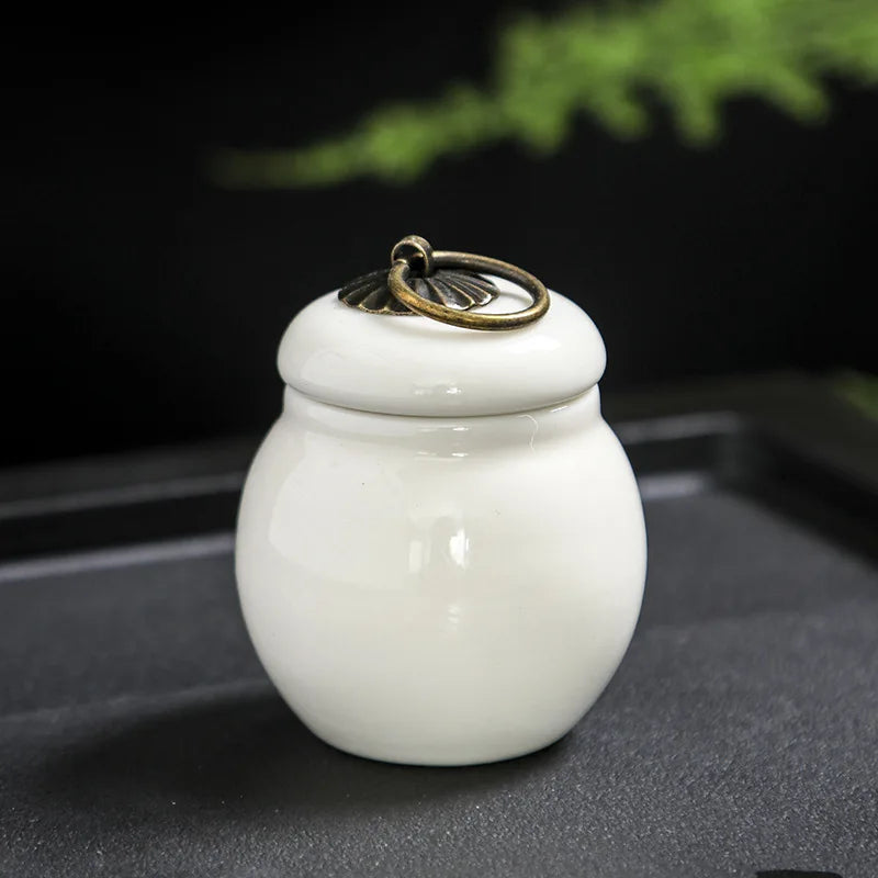 C18 Mini Ceramic Memorial Pet Urn Portable Airtight Container for Dog Cat Ashes Pet Hair Tiny Keepsake Storage Memorials Gifts