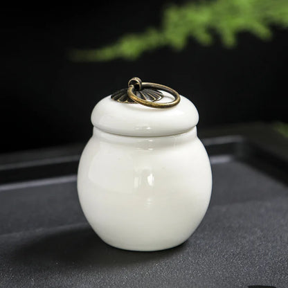C18 Mini Ceramic Memorial Pet Urn Portable Airtight Container for Dog Cat Ashes Pet Hair Tiny Keepsake Storage Memorials Gifts