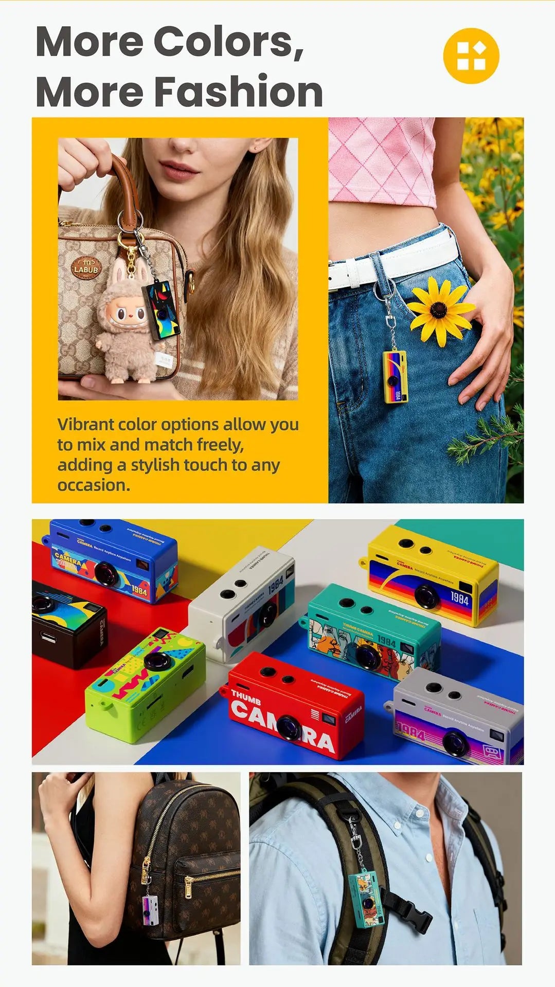 Mini Digital Camera 0.96 Inch Keychain Camera Retro Support Memory Card 1080P Very Small Camcorder Video Recorder with Flash