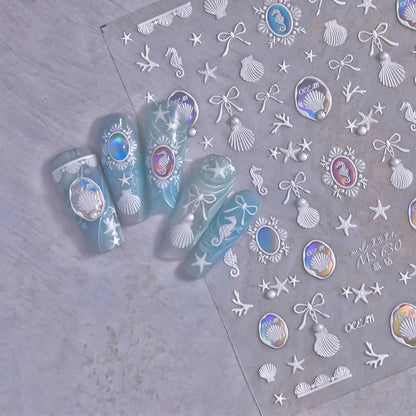 Shiny Blowing Bubble Nail Decorations Stickers 5D Shell Light Love Cat Bubble Transfer Slider Sticker DIY Summer Manicure Decals