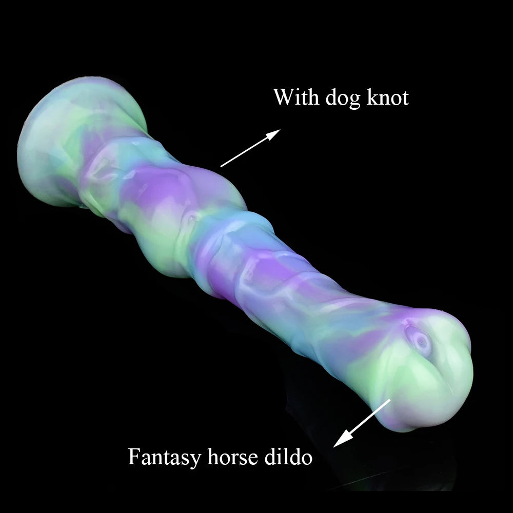 YOCY Long Horse Dildo Silicone Female Masturbator Knot Animal Anal Plug Butt Prostate Massager Stimulator Sex Toys For Couple