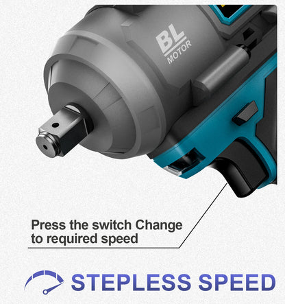 Gisam 2000N.M Torque Brushless Electric Impact Wrench 1/2 inch Screwdriver Cordless Wrench Power Tool For Makita 18V Battery Pin