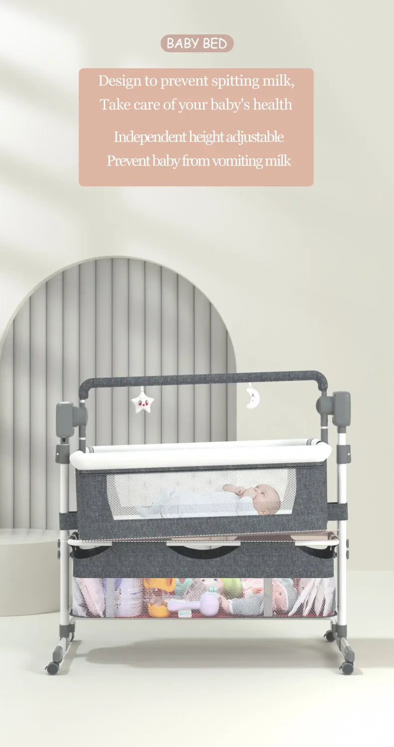 Electric Baby Crib Bassinet Cradle Bluetooth Music Timer with Automatic Swing Remote Control Foldable Design Breathable Mesh Sides Soft Mattress Stable Frame Safe Sleeping Bed for Newborn Infant Home Use and Travel Comfort Ba