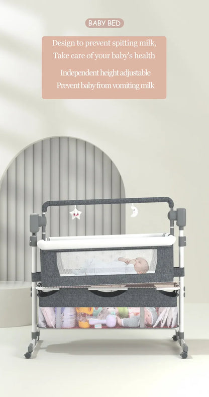Electric Baby Crib Bassinet Cradle Bluetooth Music Timer with Automatic Swing Remote Control Foldable Design Breathable Mesh Sides Soft Mattress Stable Frame Safe Sleeping Bed for Newborn Infant Home Use and Travel Comfort Ba