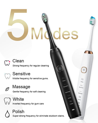 Electric Sonic Toothbrush 8 Brush Heads Smart Ultrasonic Dental Teeth Whitening Rechargeable Adult Tooth Brush Sarmocare S100