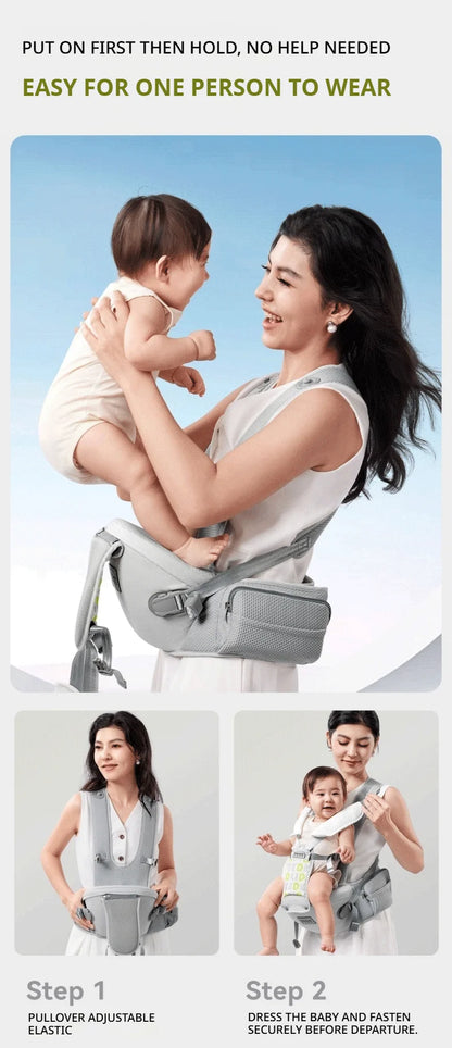 AIBEDILA Baby Carrier Waist Stool Ergonomic Kangaroo Baby Carrier with Knob Breathable Newborn Waist Stool 0-36M