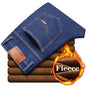 Brand Autumn Winter Warm Flocking Denim Soft Man Activities Fleece Line Men Jeans Black Blue Grey Colors