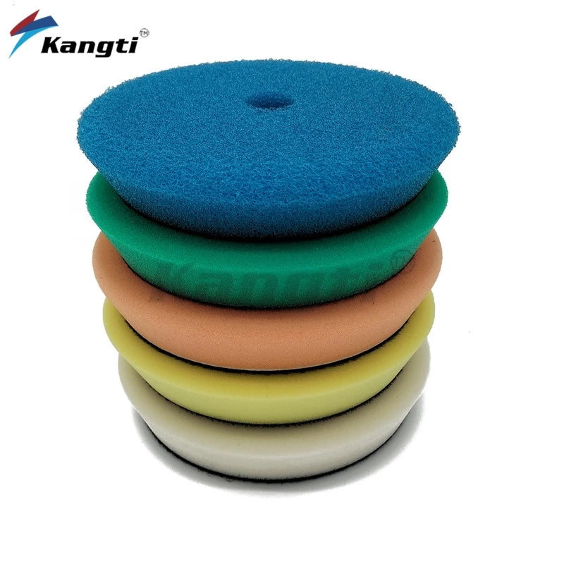 Kangti Car Polishing Pad Kit 3 Inch Self-Adhesive Buffing Wheel Car Detailing Waxing Sponge Pads Auto Care Cleaning Tool