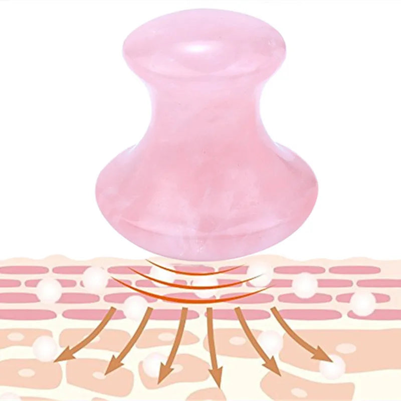 SPA Therapy Jade Roller Face Lifting Massage Wrinkle Remover Natural Rose Quartz Mushroom Shape Facial Acupuncture Gua Sha Tool