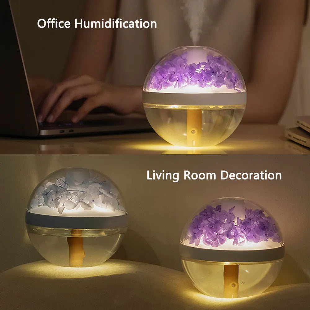Eternal Flower Humidifier Dual-USB Battery Charger Mini Home Atmosphere Light Creative Festival Gift Artificial Flower Diffuser