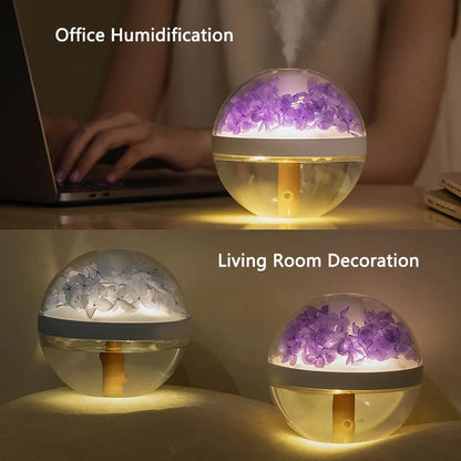 Eternal Flower Humidifier Dual-USB Battery Charger Mini Home Atmosphere Light Creative Festival Gift Artificial Flower Diffuser