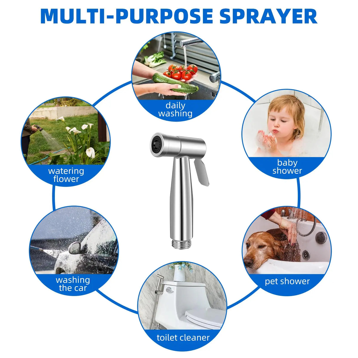 Portable Pressurized Handheld Bidet Sprayer Nozzle for Feminine Hygiene Care & Toilet Washing Cleaning Bathroom Accessory