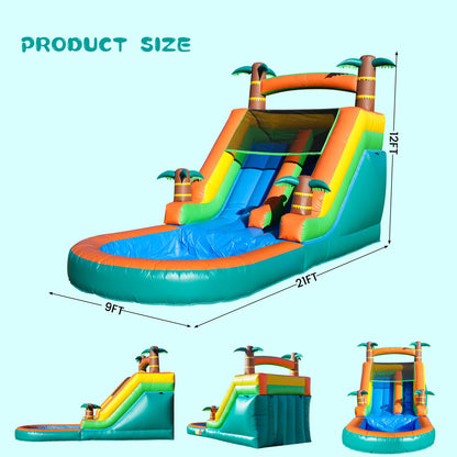 6.4m Commercial Inflatable Bounce House Tropical Water Slide Pool 950w Blower Children's playground, children's toys